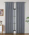 Dark Grey Curtains Two Panels 96 Inches Long Light Filtering Faux Linen Textured Window Curtains For Living Room Farmhouse Style Rod Pocket 40 Inch Width Each 2 Pack installed in living room