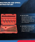 Master Screw Extractor Kit With 55 Pieces For Removing Stripped Screws And Broken Bolts displayed with storage case