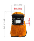 Leather Welding Hood With Flip Open Lens For Face, Head And Neck Protection, Breathable Cowhide Shield Mask, dimensions 300x200mm