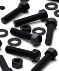 Ten Piece Black Nylon Hex Head Bolts M12 X 50Mm Plastic Fasteners Including Matched Nuts And Washers for electrical repairs.