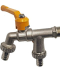 Two Way Garden Hose Faucet Adapter With Brass Ball Valve One Half Inch Connector for Water Tank and Irrigation Fittings Replacement