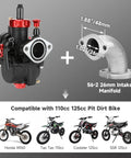 PE22 Carburetor Kit Fits Predator 212cc And 196cc OHV Engines Plus 110cc To 125cc Pit Dirt Bikes Go Karts ATVs, includes manifold.