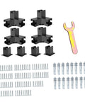 Top Shelf 3 Way Right Angle Corner Brackets And Heavy Duty Post Mounts For No Sweat DIY Pergola Builds Garden hardware kit with 4 brackets, screws, anchors, and wrench.