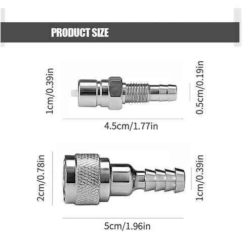 Five Sixteenth Inch Fuel Connector For Tohatsu Nissan Outboard Engines showing dimensions and size comparison