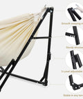2 In 1 Outdoor Hammock With Stand Hangout Ready Swing Chair Portable Heavy Duty Steel Frame shows structure and adjustable width