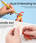 Using dual embossing tool and handle awl from 35-Piece All-In-One Weeding Tools Kit For Vinyl And Scrapbooking, Precision Craft Set