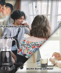 Cuban Style Espresso Maker For Home Or Travel On The Go, 6 Cup Electric Moka Pot with detachable base, transparent chamber