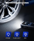 Beefy 6000A Jump Starter With Air Compressor And Tire Inflator Portable Car Jump Box illuminating tire with LED flashlight
