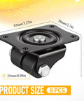 Heavy Duty Low Profile Caster Wheels 8 Pack Double Wheel Swivel Casters showing 25mm diameter and 41mm tread width for furniture.