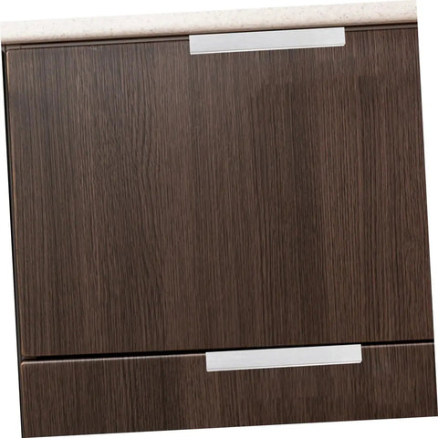 Dark wood cabinet with Hidden Finger Pulls For Cabinets And Drawers, 64mm Hole Spacing, Brushed Aluminum Invisible Handles
