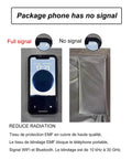Phone in silver Faraday Shield Fabric With Copper Nickel Polyester For RFID And WiFi Blocker EMF Protection Material showing signal blocking
