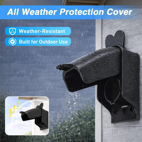 Top Shelf EV Charger Holder Wall Mount With Rainproof Cover For J1772 Connectors Durable Composite Build angled view with water protection.