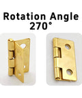 Gold Mini Hinges For Wooden Boxes 18x15mm 80Pcs With 320 Screws 180 Degree Folding Butt Hardware For Jewelry Boxes Crafts DIY Cabinets Dollhouses Antique Look showing 270° angle