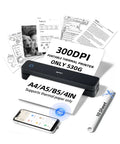 Grab And Go Portable Thermal Printer With 300Dpi Resolution Prints Docs On The Fly With Zero Ink Hassle Smooth Bluetooth Syncing For Fast Office Home Or Road Trips Supports Us Letter A4 Page Formats In Clean Black with papers and smartphone