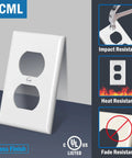 Duplex Outlet Covers Wall Plates 50 Pack 1 Gang White Dual Receptacle Faceplates 2.76 x 4.5 Inches UL Listed Easy Install Contractor Pack With Screws Included