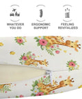 Women's Memory Foam U Shaped Neck Pillow For Travel And Daily Use with cute giraffe flower pattern and zipper detail