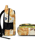 Side view of Heart And Bone Pet Pals Printed Unisex Backpack With Large Capacity, showing colorful pet-themed design.
