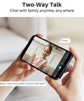 Person using phone to monitor child with 4MP Indoor Security Camera With Pan Tilt, Baby Monitor And Pet Cam, Two Way Audio