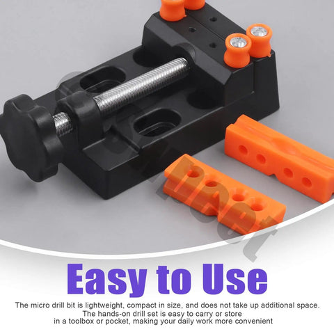 Mini bench vise clamp from 47 Piece Hand Drill Bit Set With Mini Bench Vise Clamp And Pin Vise, Twist Drills And Mini Color Drills Kit.