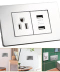 15 Amp Us Standard Wall Outlet With Dual Usb Charging Ports, Built Tough Pp Housing With Genuinely Solid Bronze Contacts, No-Hassle Hookup For Desk Lamps And Bedside Tables, Secure Screw Mount Receptacle shown from multiple angles.