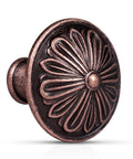 Antique Copper Kitchen Cabinet Knobs Set For 1.4 Inch Cabinets, Solid Zinc Alloy Round Knobs, Vintage Copper Handles, Side View