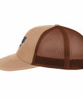 Side view of Boat Day Trucker Hat For Men And Women, Cool Breathable Athletic Cap, showing lightweight mesh back and curved brim.