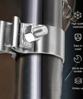 Heavy Duty 2.5 Inch Stainless Steel Narrow Band Exhaust Clamp O Type Clip on metal pipe showing bolt and durability