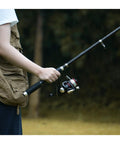 Person holding Telescopic Fishing Rod And Reel Combo 6.9 Foot 2 Piece Set, Carbon Fiber Spinning Rods for Freshwater Angling