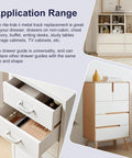 Open dresser drawers illustrating application of 5-Piece Drawer Slides With Metal Backing And Screws For Nightstand And Vanity Cabinets.