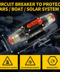 40 Amp Manual Reset Circuit Breaker DC 12 To 48V Waterproof Inline Fuse Holder All Weather Ready 3 To 15 AWG Overload Protection