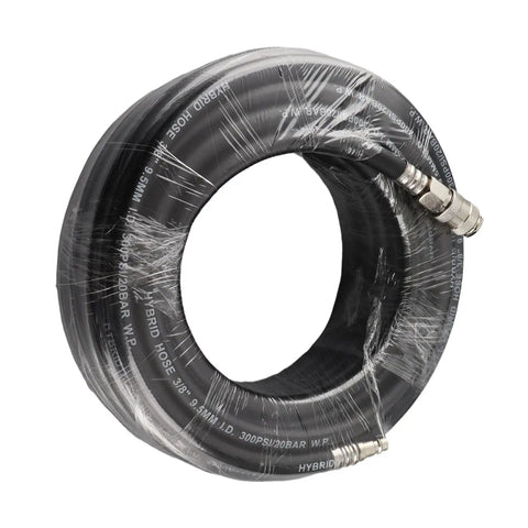 Premium Heavy Duty Pneumatic Air Hose 15 Meter Flexible Rubber Tubing featuring an awesome 900 Psi burst pressure rolled for storage.