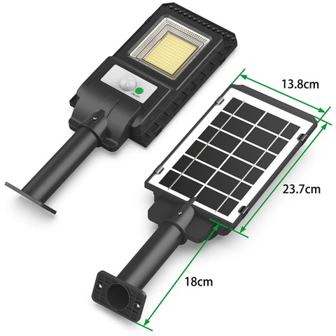 Outdoor Solar Lights 1000 Lumens 156 LED Solar Powered Motion Sensor Flood Lights Waterproof front and back view