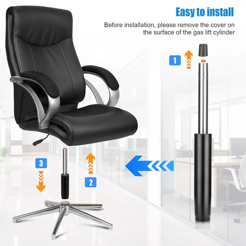 Instructional diagram of Class 4 Gas Lift Office Chair Cylinder Replacement 5.9 Inch Adjustable Length Pneumatic Piston for executive chair.