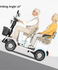 Haoweih 4-Passenger Senior Electric Golf Cart With Lithium Battery, 650W Motor, Durable Ego Vehicle For Retirement Homes And Neighborhoods, Perfect Low Speed Rides For Seniors climbing a slope with two seniors seated.