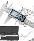 IP54 Waterproof Digital Caliper With Stainless Steel Build, Huge LCD Display, Vernier Caliper, Auto Off, Inch And Millimeter Conversion, 6 Inch And 150 mm Precision Measuring Tool For Home And Shop with water splash