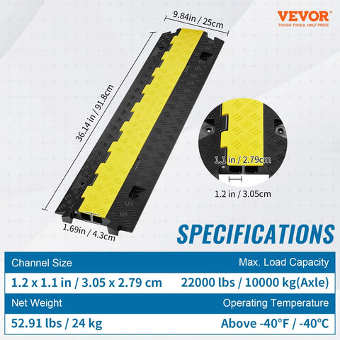Beefed Up Heavy Duty 5 Pack TPU Cable Protector Ramp With 2 Channel Design for Driveways and Floors, 36.14 x 9.84 inches, eco-friendly