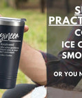 Engineer Gift Coffee Mug For Curious Minds, 20oz Stainless Steel Travel Tumbler With Spill Proof Lid, held outdoors
