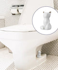 Level Up Your Bathroom Vibe With This Dope Set Of Ceramic Cat Toilet Bolt Covers And Floor Screw Caps Rust Proof Maximalist Accent For Hiding Ugly Base Screws Forever, showcasing a white ceramic cat cover on a toilet base.
