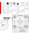 Tough As Nails Heavy Duty Swivel Casters With Lock Brakes And Silent Rolling Nylon Wheels For Garage Trolley dimensions and load specs