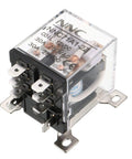 JQX-12F 2Z 12V DC DPDT power relay with 8-pin compact housing for automotive and DIY projects, shown in clear case.
