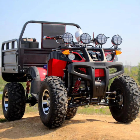 Heavy Duty Utility Trailer With Bucket For Tractor And ATV Use on rugged terrain, all-terrain workhorse farm hauler
