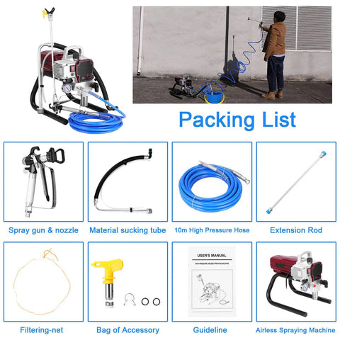 Heavy Duty Slick Airless Paint Sprayer With 1800W Motor And Stainless Steel Stand for efficient spray application on various surfaces.