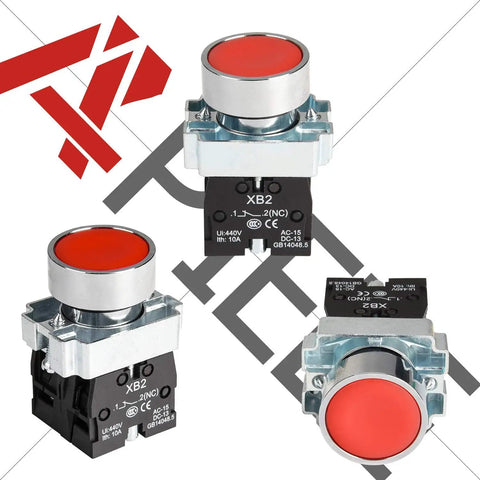 Two Pack 22mm Momentary Push Button Switch Red And Green 1NO 1NC Metal Head XB2-11BN-G&R SPST 660V 10A Nylon Body