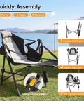 Heavy Duty Hammock Camping Chair With Removable Footrest And Cup Holder, 4-Point Self-Leveling Stability for quick assembly