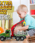 15 Inch Large Timber Log Truck With Loading Crane Six Wooden Logs Lights And Sounds Realistic Inertial Skid Play Toy For Boys