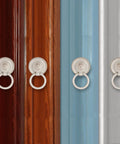 European Style Drop Ring Pull Handles for Cabinets and Drawers Lotus Pattern Knobs on colored cabinet surfaces