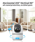 Indoor Security Camera Set With 5G And 2.4G WiFi, 360-Degree Pan Tilt, AI Motion Alerts, elegant living room view
