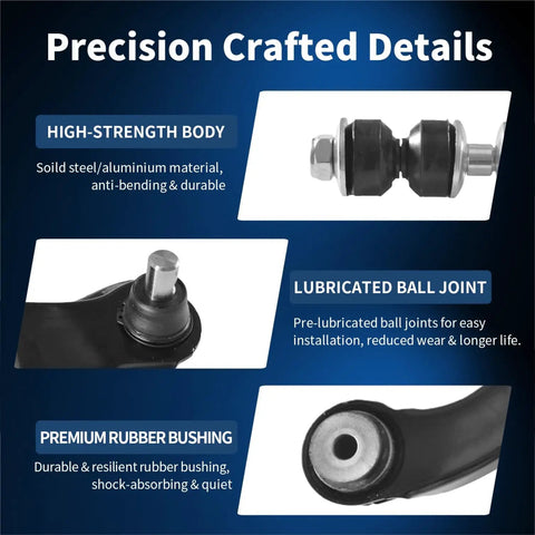 Beef Up Your Ride With Front Lower Control Arm With Ball Joint 4 Piece Suspension Kit For Chrysler PT Cruiser 2001 2010 Dodge Neon 2000 2005 Plymouth Neon 2000 2001 All Models Fits Front Left And Right K620009 K620010 close-up of ball joint and rubber bushing