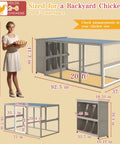 Large 93.6 Inch Backyard Chicken Coop With Run For 6 To 8 Hens shown with dimensions and woman holding eggs