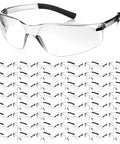 50 Pack Safety Glasses Clear Polycarbonate Protective Eyewear With UV Block, Scratch Resistant Lenses for Men, shown collectively